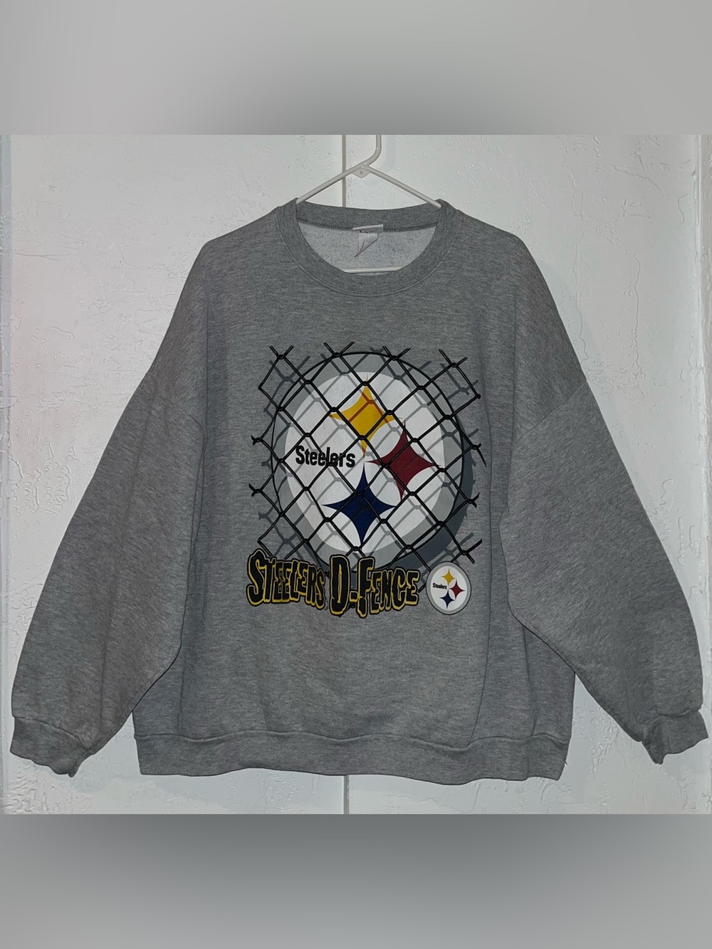 Vintage NFL Pittsburgh Steelers “Steelers D-Fence” Gray Crewneck Sweatshirt